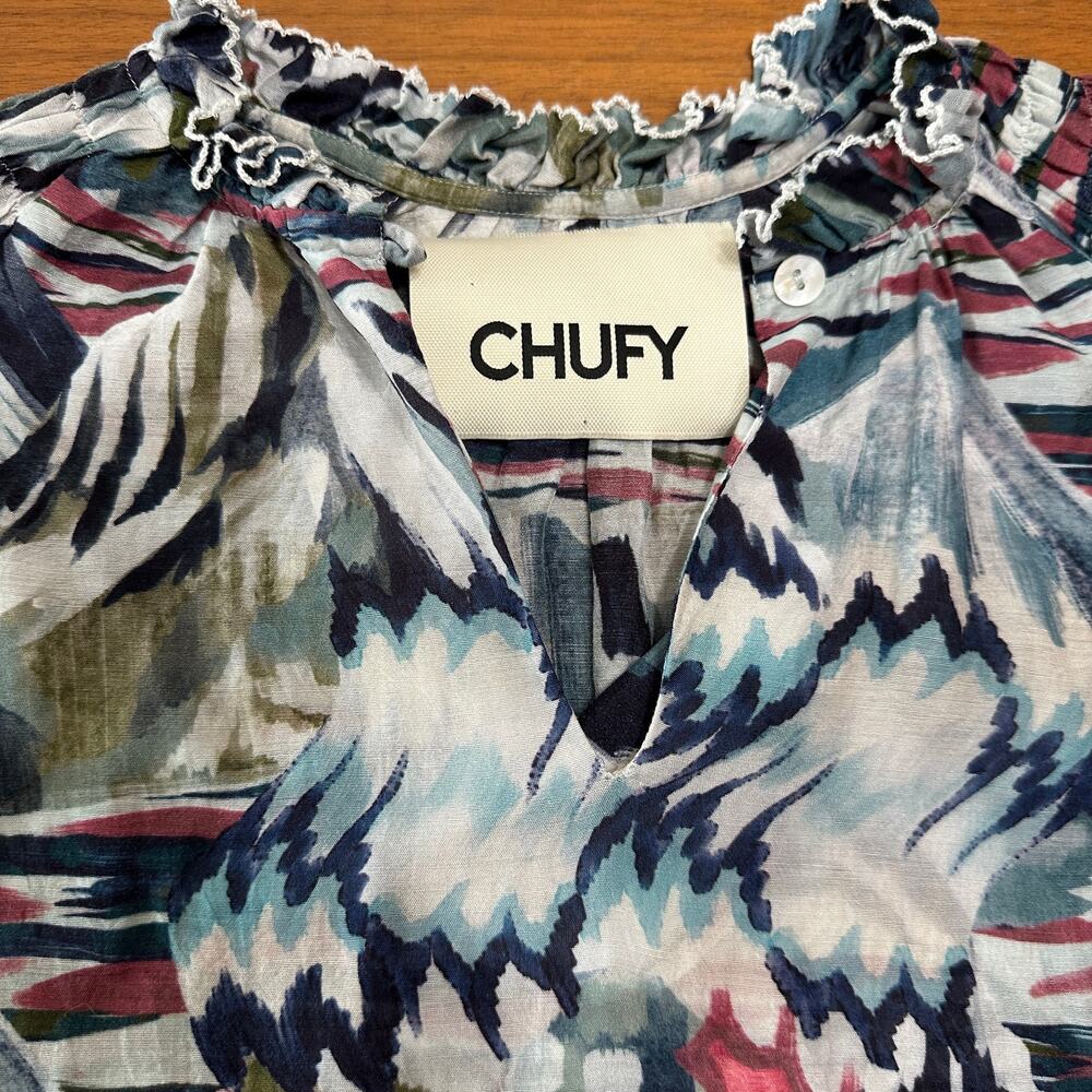 Chufy Mountain Print Sleeveless Lightweight Breezy Top Granola Girl Natural Boho - Picture 4 of 8
